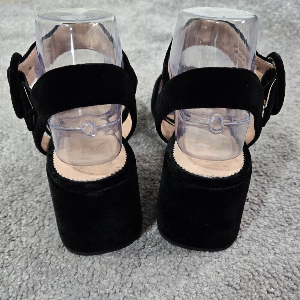 J. Crew Penny Black Velvet Sandal Block Heel Preppy Evening Party K0007 - Picture 5 of 13